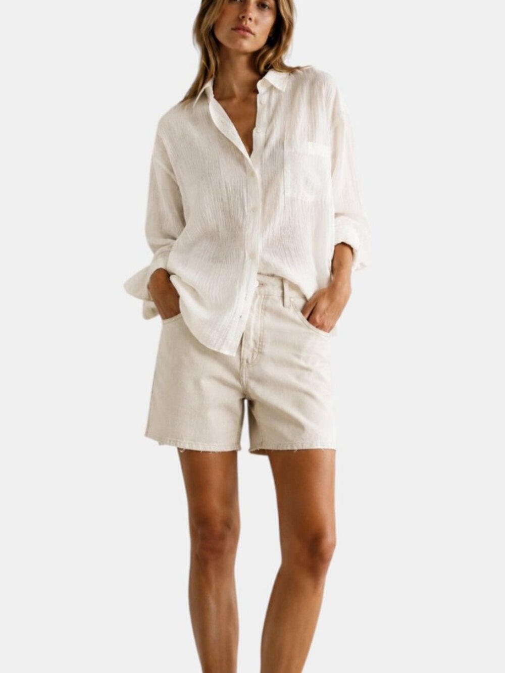 ZARA WOMEN'S TEXTURED BUTTON-UP SHIRT OFF WHITE LONG SLEEVE NWOT SIZE M